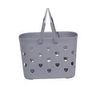 Dickly Washable Tote Bag, Hollow Heart Bath Fashion Waterproof Travel Bag Storage Basket Shopping Basket Portable Bath Basket, Grey