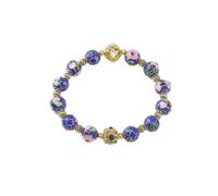 Dickly Women Bracelet Beaded Bracelet Enamel Bracelet Cloisonne Bracelet With Ornate Centerpiece And Polished Metal Accents For Cultural Charm And Refined, Blue