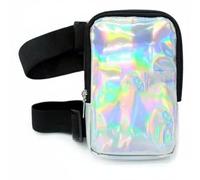 Dickly Women Waist Pouch Thigh Bag Hip Pack Leg Satchel with Secure Zipper Closure and Two Adjustable Buckle Straps in PVC PU Suitable for Travel Walking, Silver, Silver