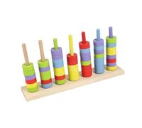 Dickly Wooden Color Sorting Stacking Toy Counting Stacker Block Set Early Learning Developmental Rainbow Stacking Rings for Kids, 5 Colors