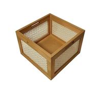 Dickly Wooden Storage Basket with Firm Frame and Woven Insert Panels for Organizing Household Goods on Shelves Suitable for Bedroom Study Living Room Use , Brown