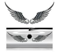 Dickno 2PCS Angel Wings Car Stickers, 3D Alloy Metal Angel Hawk Eagle Wings Emblem Badge Decal, Anti-Collision Auto Body Logo Sticker, Universal Vehicle Exterior Decor Accessories (Silver & Black)