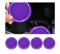 Dickno 4-Pack Bling Car Coaster, 2.75 Inch Crystal Rhinestone Auto Cup Holder Insert, Anti-Slip Durable Car Drink Mat, Universal Vehicle Interior Decor (Purple & White)