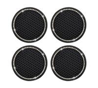 Dickno 4-Pack Bling Car Coasters, 2.75 Inch Crystal Rhinestone Auto Cup Holder Inserts, Anti-Slip Durable Car Drink Mat, Universal Vehicle Interior Decor Accessories (Black & AB)
