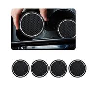 Dickno 4-Pack Bling Car Coasters, 2.75 Inch Crystal Rhinestone Auto Cup Holder Inserts, Anti-Slip Durable Car Drink Mat, Universal Vehicle Interior Decor Accessories (Black & White)