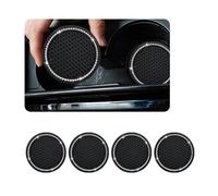 Dickno 4 PCS Bling Car Cup Coaster, 2.75 Inch Crystal Rhinestone Auto Cup Holder Insert Coaster, Anti-Slip Durable Car Drink Cup Mat, Universal Vehicle Interior Decor Accessories (Black+White)