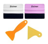 Dickno 4 PCS Felt Edge Squeegee Car Wrapping Tool Kit, Scratch-Proof Plastic Squeegee with Soft Felt Fabric, Auto Vinyl Wrap Decal Window Tint Squeegee Scraper Tool, Car Accessories (White+Pink)