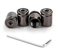 Dickno 4PCS Locking Car Tire Valve Stems Caps, Anti-Theft Auto Wheel Valve Stem Covers with O Rubber Seal, Universal Stainless Tyre Air Stems Cover for Cars, Bicycles, Motorcycles (Black)