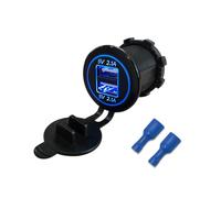 Dickno Dual USB Charger Socket, Waterproof 2.1A & 2.1A Fast Charge Dual Port Outlet, USB Cigarette Lighter Socket with Lid, Universal Fit for 12V/ 24V Car Boat RV ATV Bus Truck (Blue)