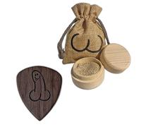 DickPicks - The All Natural, Hard Wood, Guitar Pick Plectrum Full Package with Ball Sack Gift Bag (Hard Black Sandalwood)