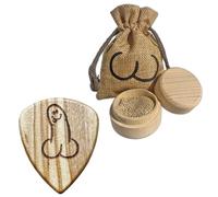 DickPicks - The All Natural, Hard Wood, Guitar Pick Plectrum Full Package with Ball Sack Gift Bag (Hard Olive Wood)