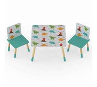 dickson wooden dinosaur pattern table and 2 chairs in multicolour