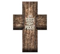 Dicksons 2.5 x 3.88 inch Inspirational Devotional Wall Cross Plaque - 'The Cross in My Pocket' Rustic Bark Tree Trunk Texture Wooden Shape, Faith Comfort Prayer Reminder Accent Pack of 12