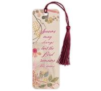 Dicksons 2 x 6 inch Inspirational Scripture Tassel Bookmark - 'Seasons May Change But the Lord Remains the Same' Pastel Eucalyptus Floral Index Card, Faith Keepsake Gift Pack of 12