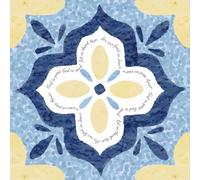Dicksons 8 x 8 inch Ceramic Kitchen Trivet with Non-Slip Backing - 'God is Great, God is Good' Royal Blue Portuguese Mosaic Tile Medallion Hot Pad, Heat Resistant Mat