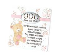 Dicksons Baby Bear God Bless This Child Tabletop/Wall Plaque for Girl, White