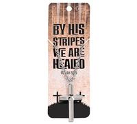 Dicksons By His Stripes We Are Healed Isaiah 53:5 Necklace for Men Silver Tone 24 inch Stainless Steel Pendant