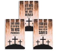 Dicksons Christian Notetaker Journal Set of 3 - Ruled Pages, By His Stripes Assorted Scripture Cover Designs with Cross Artwork, Inspirational Notebook Set for Bible Study & Notes