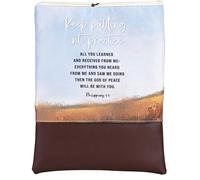 Dicksons Decorative Bible Journal Cover Sleeve with Tie Closure 8 x 10.75 Inch Cotton Canvas with Vinyl Bottom Church Keep Putting Into Practice