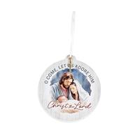 Dicksons Decorative Holiday Hanging Christmas Tree Ornament 4 x 4.25 Inch MDF Come Let Us Adore Him