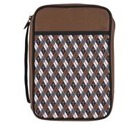 Dicksons Decorative Zippered Men's Bible Cover Book Case with Carry Handle for Church Travel Extra Large 7.75 x 11.5 Inch Polyester Argyle Cross Pattern Brown
