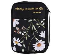Dicksons Decorative Zippered Women's Bible Cover, Book Case with Carry Handle for Church Travel, Large 10.75 x 8 Inch Denier Polyester Floral All Things Possible with God