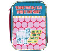 Dicksons Decorative Zippered Women's Bible Cover, Book Case with Carry Handle for Church Travel, Large 10.75 x 8 Inch Denier Polyester Sheep He Left The 99