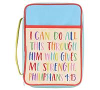 Dicksons Decorative Zippered Women's Bible Cover, Book Case with Carry Handle for Church Travel, Large 10.75 x 8 Inch Denier Polyester Colorful I Can Do All Things