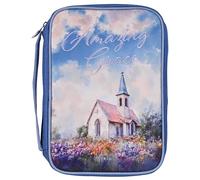 Dicksons Decorative Zippered Women's Bible Cover, Book Case with Carry Handle for Church Travel, Large 10.75 x 8 Inch Denier Polyester Amazing Grace
