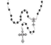 Dicksons Elegant Rosary Necklace Classic Crucifix & Miraculous Medal Catholic Prayer Beads for Men & Women - Durable & Handcrafted Religious Giftable, Zinc, No Gemstone