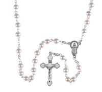 Dicksons Elegant Rosary Necklace Classic Crucifix & Miraculous Medal Catholic Prayer Beads for Men & Women - Durable & Handcrafted Religious Giftable, Zinc, No Gemstone