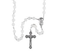 Dicksons Elegant Rosary Necklace Classic Crucifix & Miraculous Medal Catholic Prayer Beads for Men & Women - Durable & Handcrafted Religious Giftable, Zinc, No Gemstone