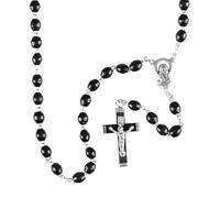 Dicksons Elegant Rosary Necklace Classic Crucifix & Miraculous Medal Catholic Prayer Beads for Men & Women - Durable & Handcrafted Religious Giftable, Zinc, No Gemstone