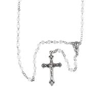 Dicksons Elegant Rosary Necklace Classic Crucifix & Miraculous Medal Catholic Prayer Beads for Men & Women - Durable & Handcrafted Religious Giftable, Zinc, No Gemstone