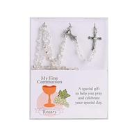Dicksons First Communion Rosary Clear Glass Bead Catholic Rosary with Crucifix