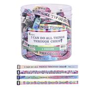 Dicksons I Can Do All Things Through Christ Philippians 4:13 Woven Fabric Adjustable Bracelet Tub of 144 Pieces 4.25 Inch
