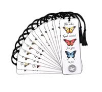 Dicksons Inspirational Christian Bookmark with Tassel & Butterfly Charm, Accessory for Books, Bible Study, & Journals 2 x 6 Inch Paper Be Who God Meant for You to Be Pack of 15