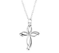 Dicksons Inspirational Christian Faith Jewelry With Presentation Card 18 Inch Zinc Alloy Silver Open Ribbon Cross Necklace