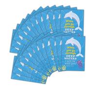 Dicksons Inspirational Christian Itty Bitty Blessing Card Bookmark, Handout Cards for Encouragement 2 x 3 Inch Paper Dolphin When You Go Through Deep Waters Pack of 24