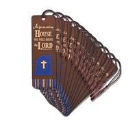 Dicksons Inspirational Christian Tassel Bookmark for Books, Bible Study, Journals 2 x 6 Inch Card Stock Me and My House Serve The Lord Pack of 12
