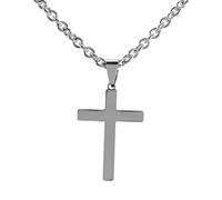 Dicksons Man of God Classic Stainless Steel Cross Necklace Gift Set with 1 Chronicles 28:20 Scripture Card Masculine Faith Jewelry