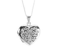Dicksons - Missing You at Christmas - 21 Inch Silver Plated Stainless Steel Cable Chain Women's Heart Locket Necklace