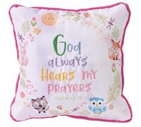 Dicksons Prayer Pillow 6.75 x 6.75 Inch - God Always Hears My Prayers - Soft Polyester Inspirational Christian Nursery & Bedtime Décor for Girls