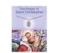 Dicksons Saint Christopher Protection Necklace for Safe Travels Pewter Inspirational Christian Jewelry with Prayer Card | 18 inch