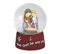 Dicksons Tabletop Snow Globe Holiday Christmas Décor 4 x 5 Inch Glass with Resin Base Holy Family May God Be with You