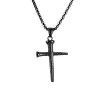 Dicksons The Nail Cross 24 inch Black Plated Stainless Steel Men's Pendant Necklace