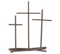 Dicksons Three Crosses Metal Nail Distressed Brown 8 x 9.5 Metal Table Top Cross Decoration