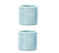 Dicmracy Ceramic Espresso Cups Set of 2 or 4-3oz Demitasse Cups for Coffee & Tea, No Handles, Durable & Dishwasher Safe (blue, 2)