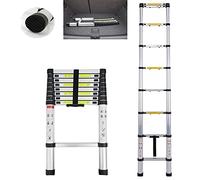DICN 2.6 Meter Heavy DutyCollapsible Ladder Aluminum Alloy Telescopic Extension Ladder Lightweight Portable Straight Extendable Steps, Max Load 150kg/330lb, for Home Loft RV Ladder