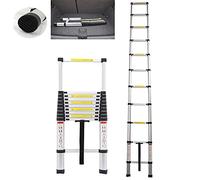 DICN 3.2 Meter Heavy DutyCollapsible Ladder Aluminum Alloy Telescopic Extension Ladder Lightweight Portable Straight Extendable Steps, Max Load 150kg/330lb, for Home Loft RV Ladder